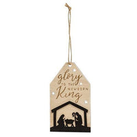 Let Us Adore Him Silhouette Wooden Tag Ornament 2 Asstd - The Fox Decor