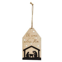 Let Us Adore Him Silhouette Wooden Tag Ornament 2 Asstd - The Fox Decor