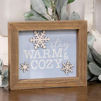 Stay Warm & Cozy Snowflake Framed Sign - The Fox Decor