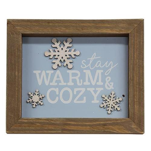 Stay Warm & Cozy Snowflake Framed Sign - The Fox Decor