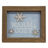 Stay Warm & Cozy Snowflake Framed Sign - The Fox Decor