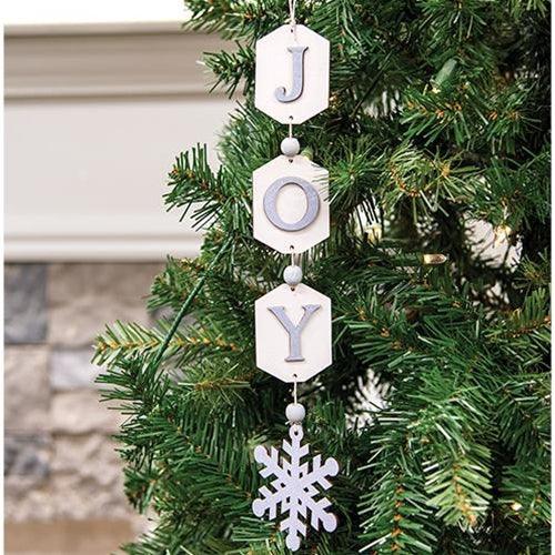 Joy Wooden Tag & Snowflake Garland - The Fox Decor