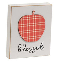 Blessed Plaid Apple Wood Block - The Fox Decor