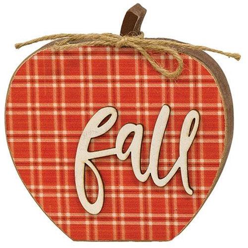 Red Plaid Fall Apple Chunky Sitter - The Fox Decor
