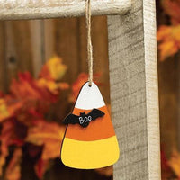 Candy Corn With Boo Bat Ornament - The Fox Decor
