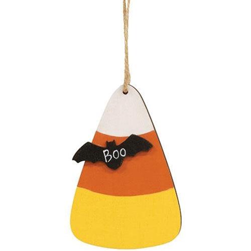 Candy Corn With Boo Bat Ornament - The Fox Decor
