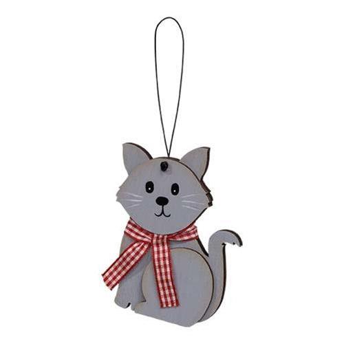 Gray Cat With Scarf Ornament - The Fox Decor