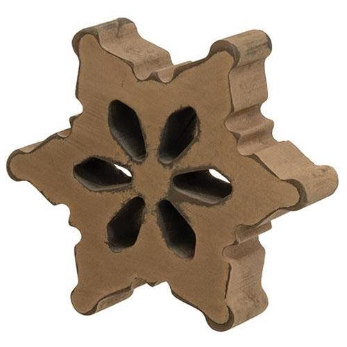 Antiqued Wooden Chunky Snowflake 2 Asstd - The Fox Decor
