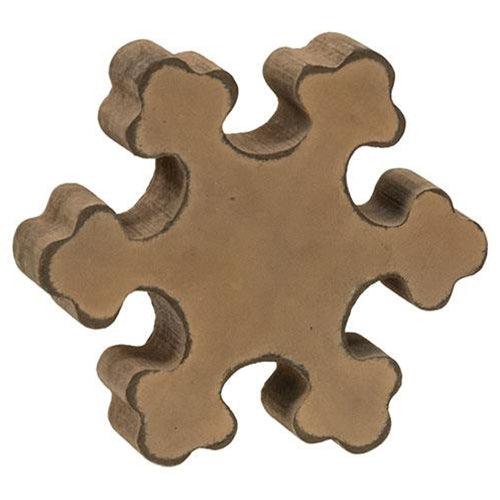 Antiqued Wooden Chunky Snowflake 2 Asstd - The Fox Decor