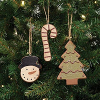 3 Set Wooden Christmas Cookie Ornaments - The Fox Decor