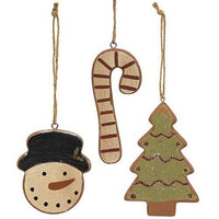 3 Set Wooden Christmas Cookie Ornaments - The Fox Decor