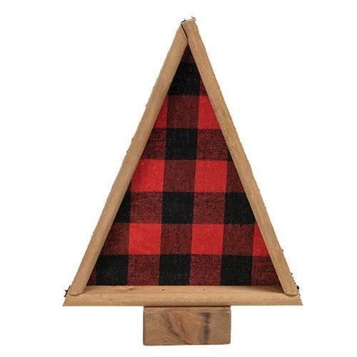 2 Set Buffalo Check Felt & Wood Trees - The Fox Decor