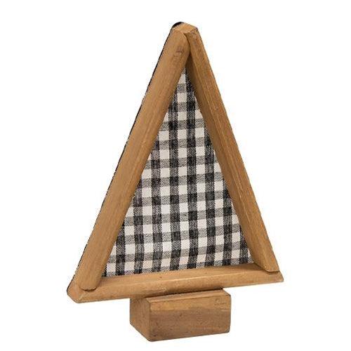 2 Set Black & Red Buffalo Check Fabric & Wood Trees - The Fox Decor