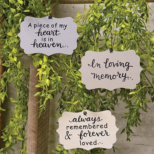 In Loving Memory Ornament 3 Asstd - The Fox Decor