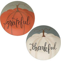 Thankful Pumpkin Plate 2 Asstd - The Fox Decor