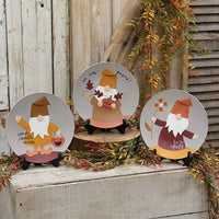 Hello Fall Gnome Plate 3 Asstd - The Fox Decor