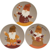 Hello Fall Gnome Plate 3 Asstd - The Fox Decor