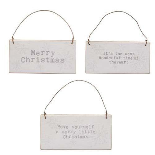 Merry Christmas Words Mini Snowflake Sign Ornament 3 Asstd - The Fox Decor