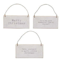 Merry Christmas Words Mini Snowflake Sign Ornament 3 Asstd - The Fox Decor