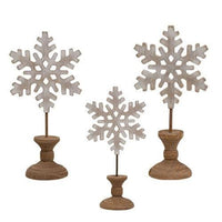 3 Set Distressed Wooden Snowflake Spindles - The Fox Decor