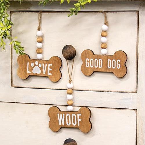 Good Dog Beaded Bone Ornament 3 Asstd - The Fox Decor