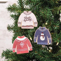 Happy Holidays Wooden Sweater Ornament 3 Asstd - The Fox Decor