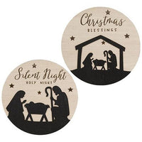 Christmas Blessing Silhouette Round Sign 2 Asstd - The Fox Decor