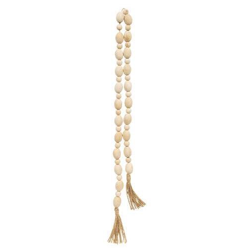 Natural Oval Bead Garland w Tassels - The Fox Decor