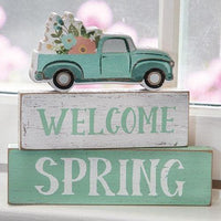 3 Set Welcome Spring Blocks w Flower Truck - The Fox Decor