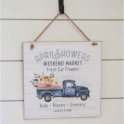 April Showers Weekend Market Wooden Sign - The Fox Decor