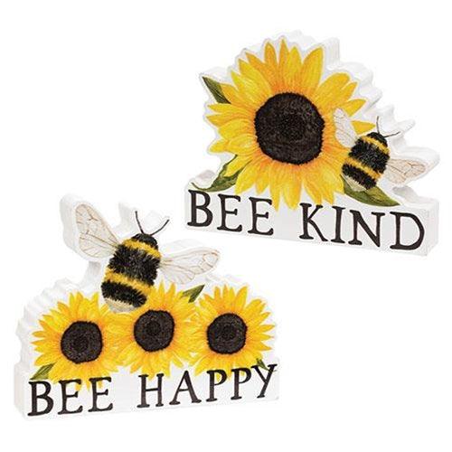 Bee Kind Happy Bee & Sunflower Block 2 Asstd - The Fox Decor