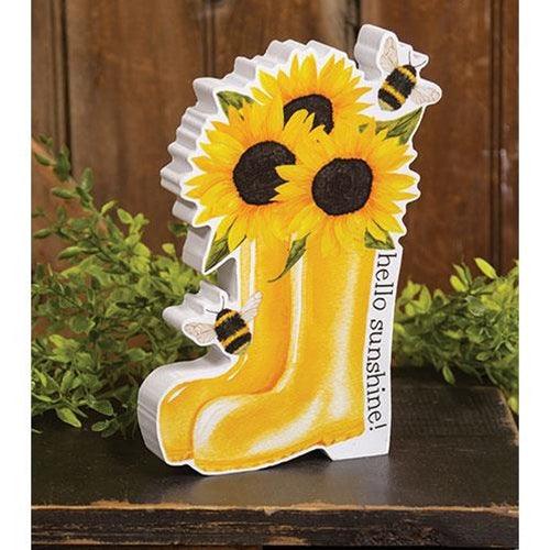 Hello Sunshine Sunflower Boots & Bees Chunky Sitter - The Fox Decor