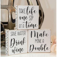 One Sip at a Time Polka Dot Square Block 3 Asstd - The Fox Decor