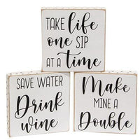 One Sip at a Time Polka Dot Square Block 3 Asstd - The Fox Decor