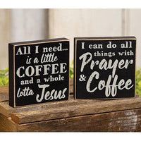 Coffee & Prayer Square Block 2 Asstd - The Fox Decor