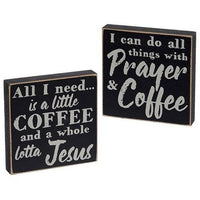 Coffee & Prayer Square Block 2 Asstd - The Fox Decor