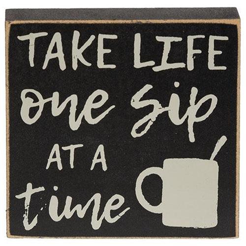 One Sip at a Time Square Block 2 Asstd - The Fox Decor