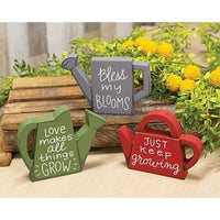 3 Set Watering Can Wooden Sitters - The Fox Decor