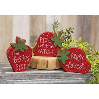 Strawberry Words Wooden Sitter 3 Asstd - The Fox Decor