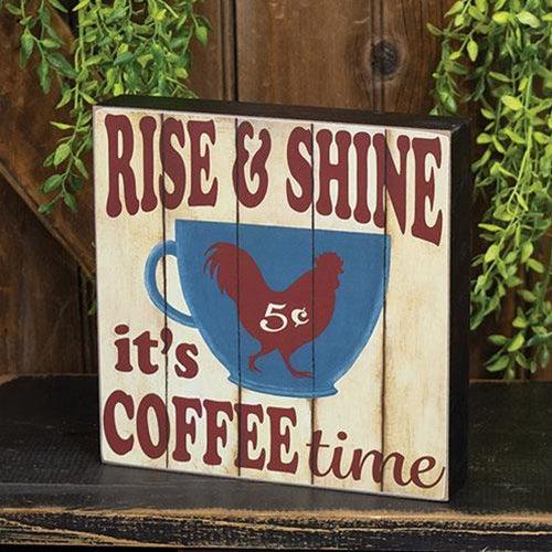 It's Coffee Time Rooster Cup Box Sign - The Fox Decor