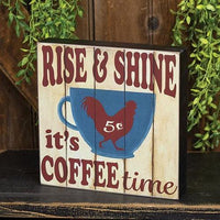 It's Coffee Time Rooster Cup Box Sign - The Fox Decor