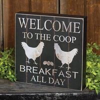 Welcome to the Coop Breakfast All Day Box Sign - The Fox Decor