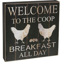 Welcome to the Coop Breakfast All Day Box Sign - The Fox Decor