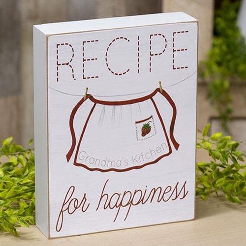 Recipe for Happiness Box Sign - The Fox Decor