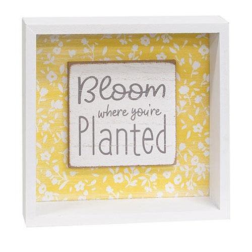 Bloom Where You're Planted Shadowbox Sign - The Fox Decor