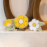 3 Set Distressed Wooden Layered Flower Sitters - The Fox Decor