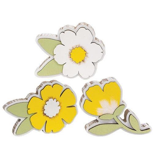 3 Set Distressed Wooden Layered Flower Sitters - The Fox Decor