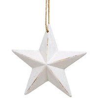 Distressed White Wooden Sparkle Star Ornament - The Fox Decor