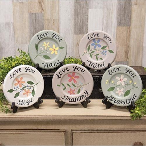 Grandma Love Mini Floral Plate 5 Asstd - The Fox Decor