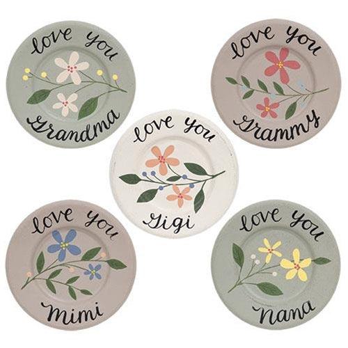 Grandma Love Mini Floral Plate 5 Asstd - The Fox Decor